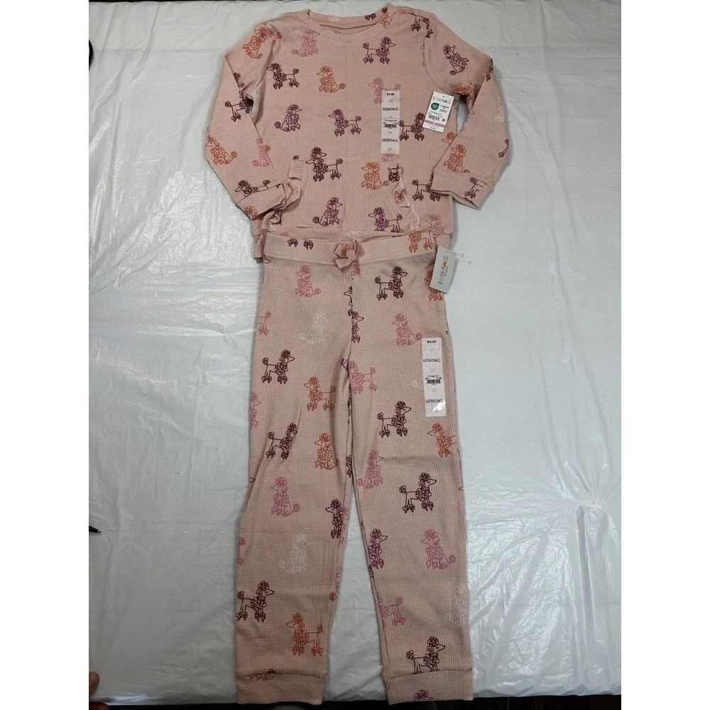 Garanimals Girls Pink Poodle Graphic Print Knit 2-Piece Pajama Set 5T